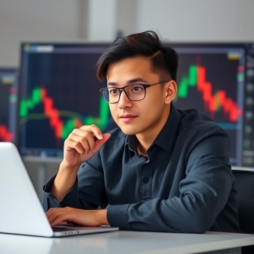 一位初學者專注於學習外匯交易。