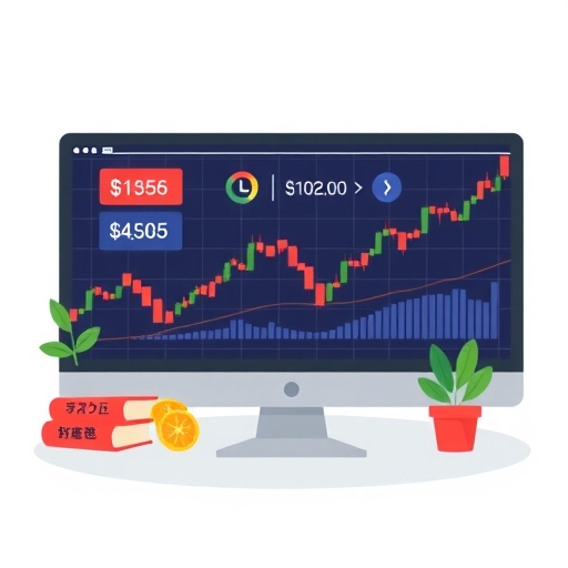 一位使用者手持平板電腦，螢幕上顯示著外匯交易圖表與貨幣符號。