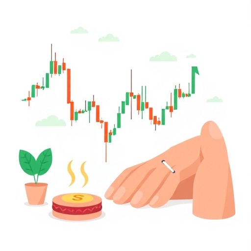 一張描繪外匯市場交易活動的插圖，背景為數據與貨幣。