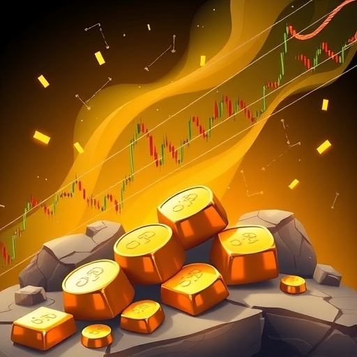 一幅動態且抽象的黃金投資概念插畫