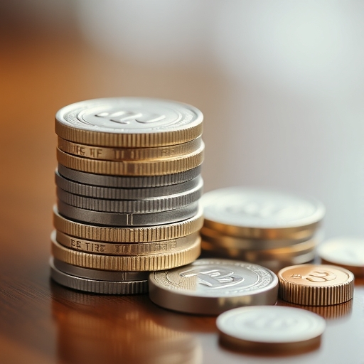 堆疊在桌上的銀幣