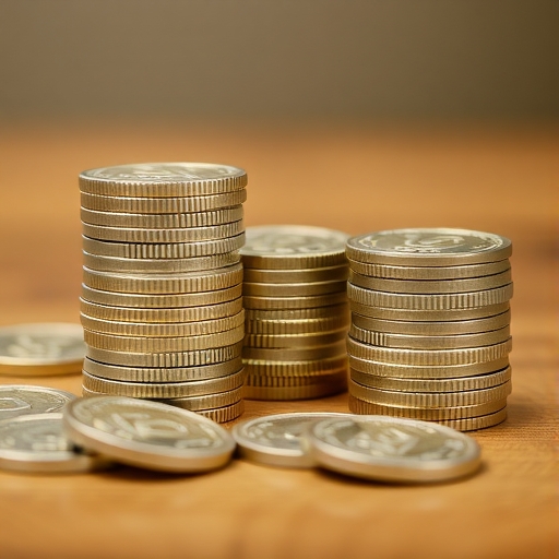 堆疊在桌上的銀幣