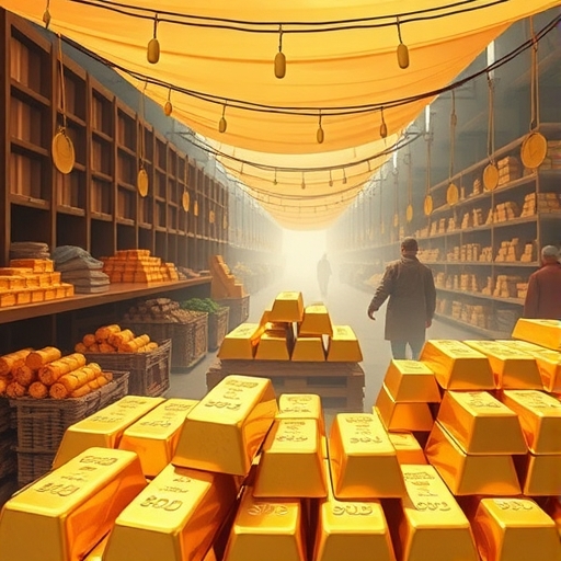 市場中的金條插圖