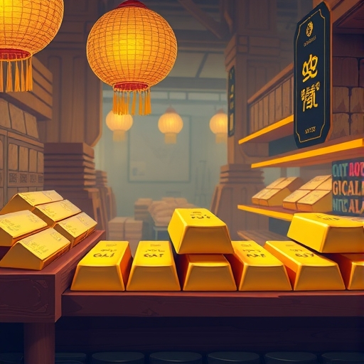 市場中的金條插圖
