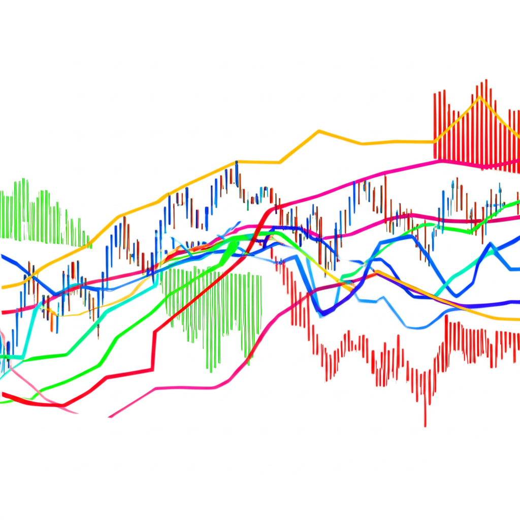 Illustrated forex charts and graphs.