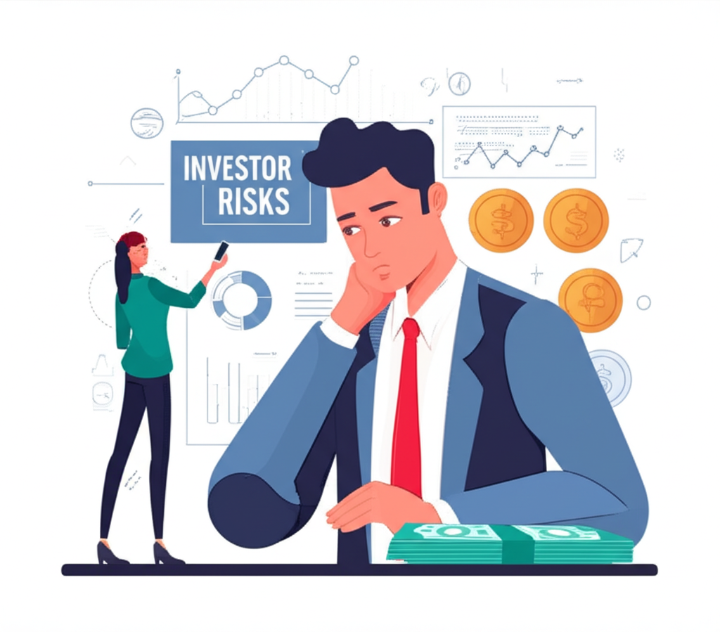 Investor analyzing risks, money, illustration