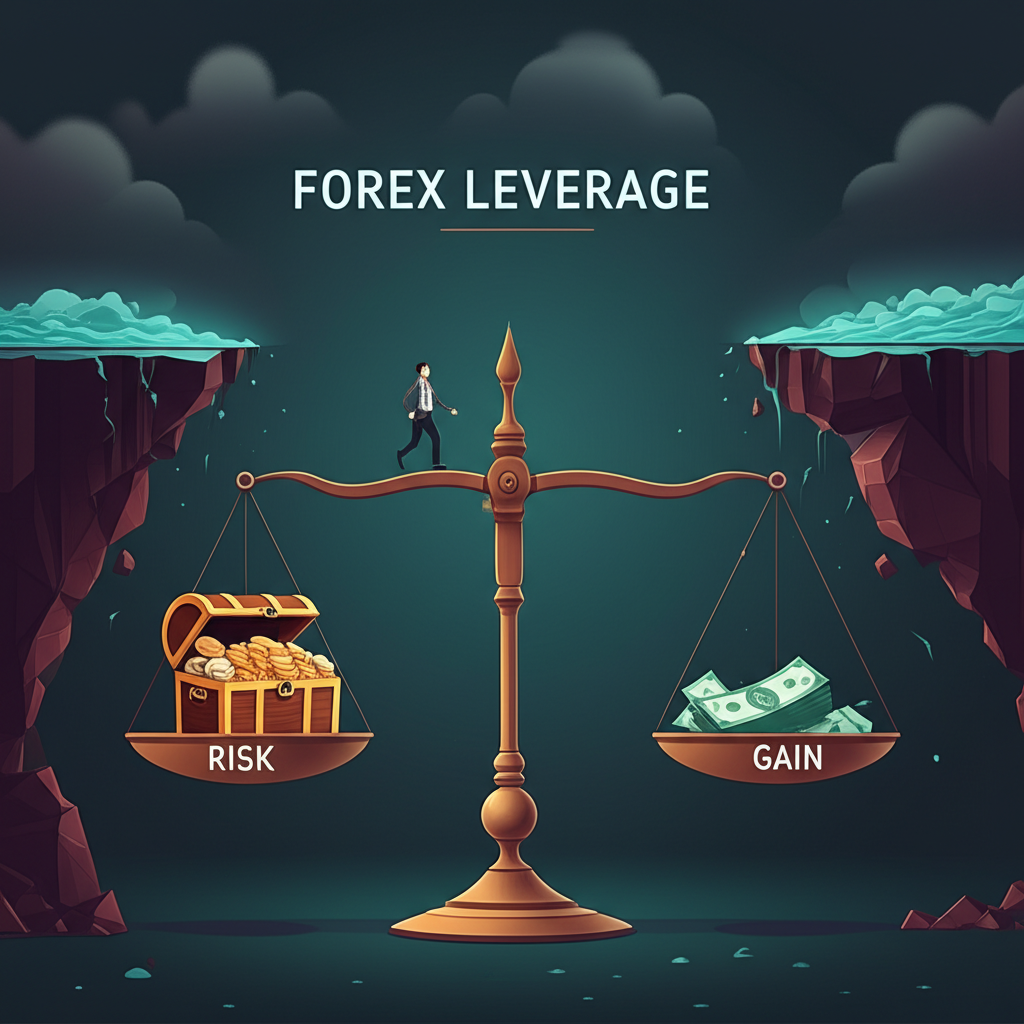 Forex leverage, risk and gain, illustration