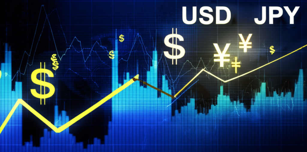 USD JPY currency chart, global finance, illustration