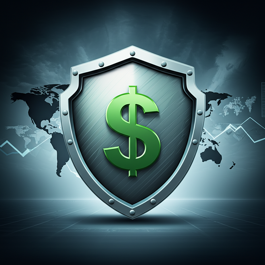 2025年美元作為避險盾牌對抗全球不確定性的圖示