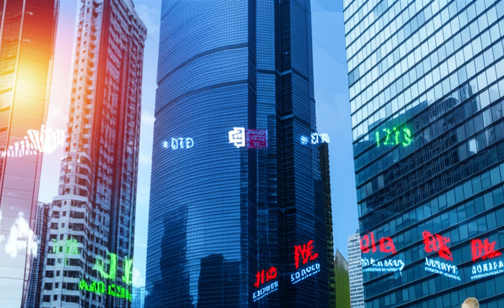 台灣與香港財經市場插畫,藍籌股成長概念視覺