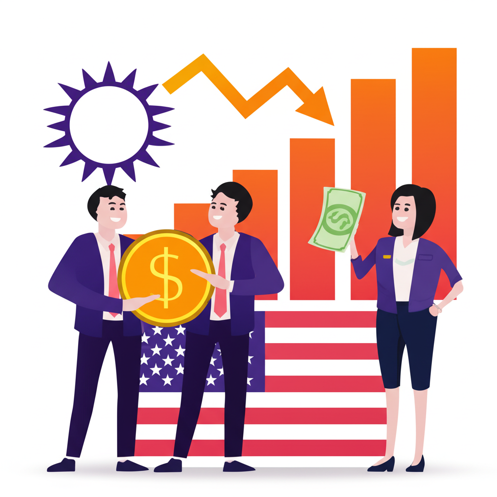 Taiwanese investors benefit from weak USD, illustration.