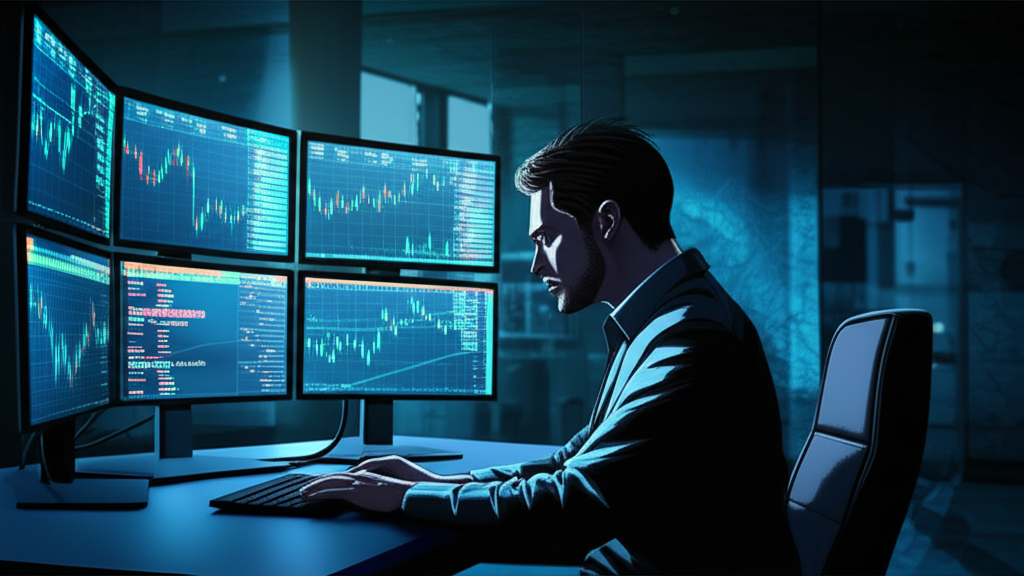 Trader optimizing forex, illustration