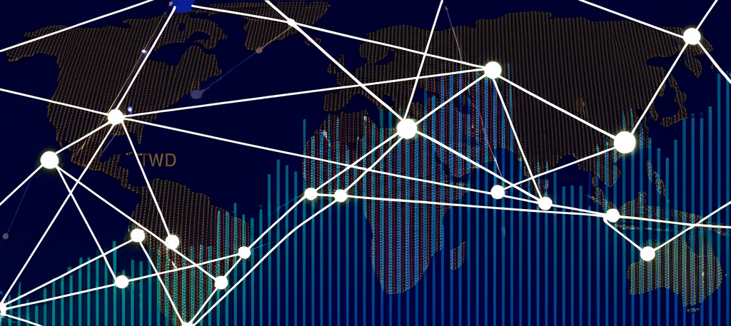 Financial charts, USD TWD, global economy, illustration