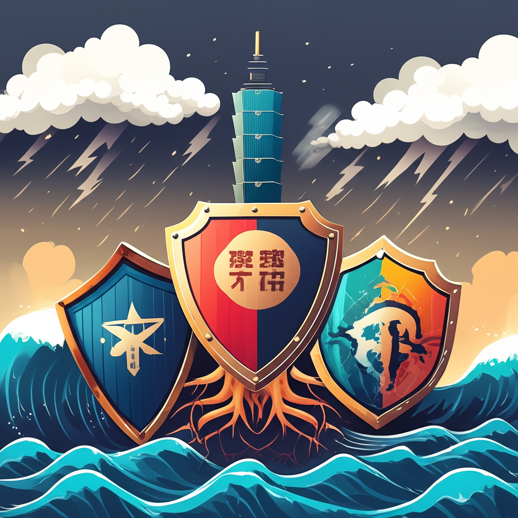 Taiwan financial storm prevention, illustration.