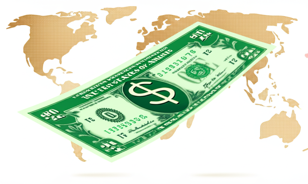 美元上升與世界地圖插圖