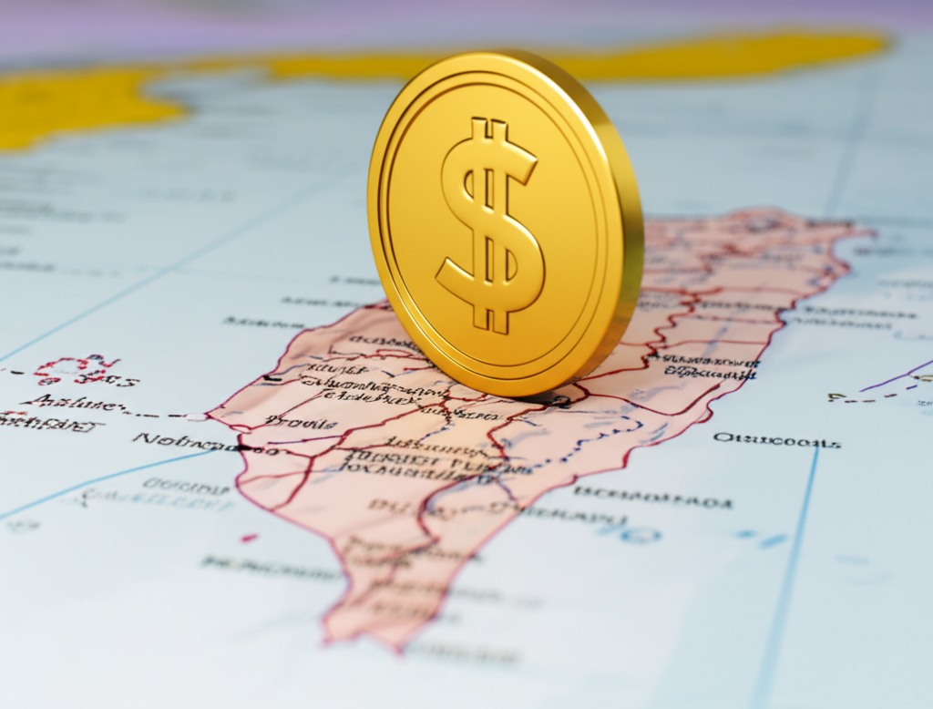 美元上漲圖示疊加台灣地圖